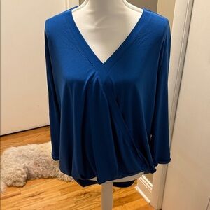 Chic V-Neck Blue Women's Blouse